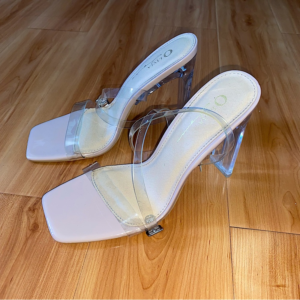 Clear block heels